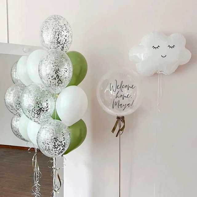 Воздушные шары на выписку "Весенним днем"