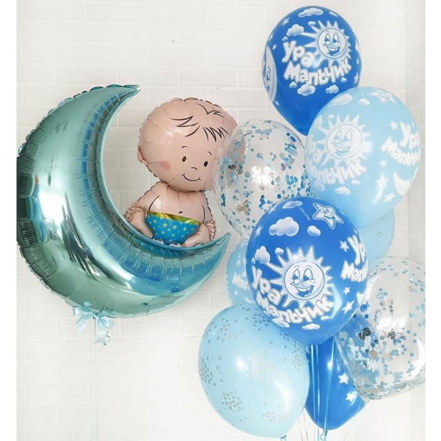 Воздушные шары на выписку "Месяц и малыш" - 7018
