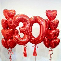 Набор фольгированных шаров на 30 лет "Пламенное сердце"