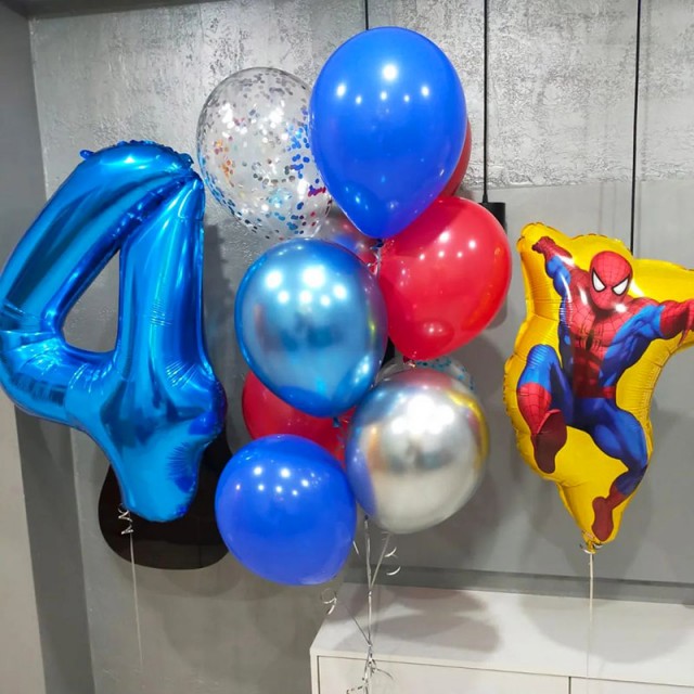 Набор шаров в стиле Человек паук на 4 годика - 54-0012