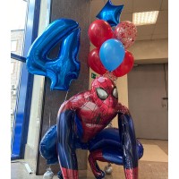 Воздушные шары на 4 года "Человек паук спасает мир"