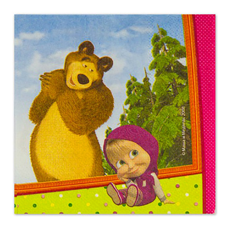 Салфетки с рисунком Маша и медведь
