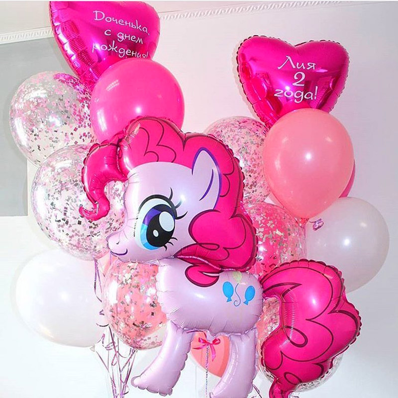 Букеты розовых шаров с конфетти и Литл пони - 49-0006