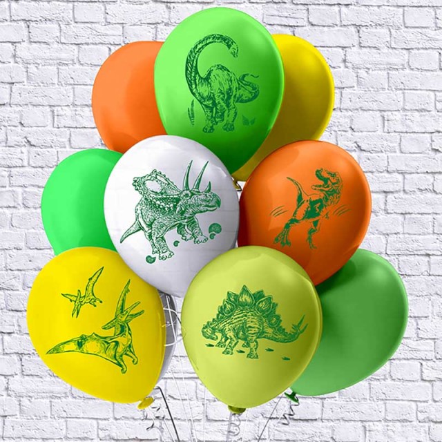 Латексные шары пастель "Динозавры" цвет ассорти