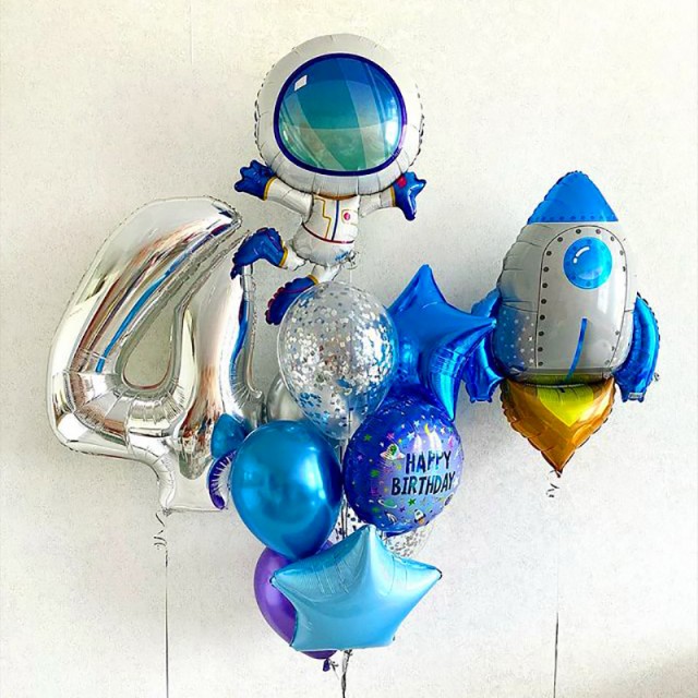 Композиция из шаров на день рождения "Привет из космоса"