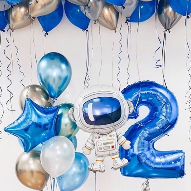 Набор шаров космос синего цвета "2 года счастья" - 45-0024