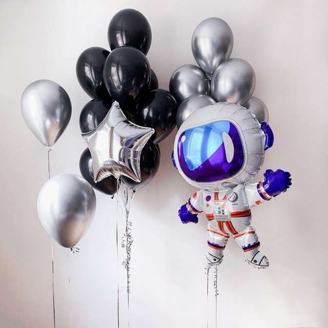 Воздушные шарики космос черного и серебряного цвета