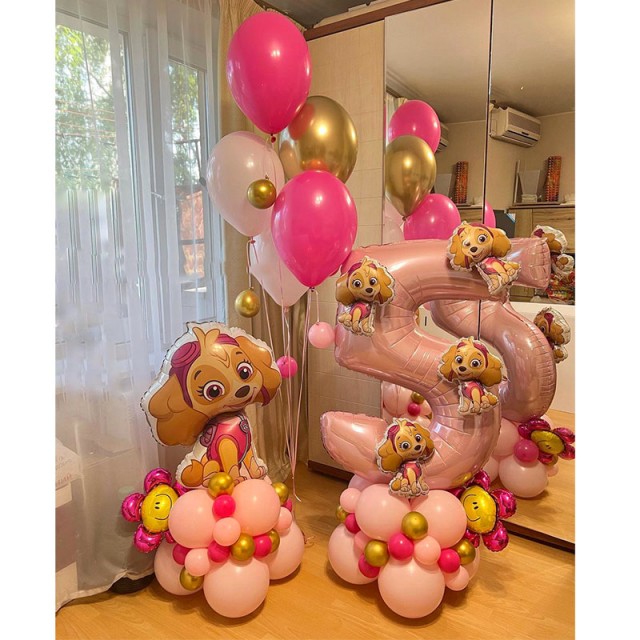 Комплект шаров для девочки на 5 лет розового цвета "Скай"