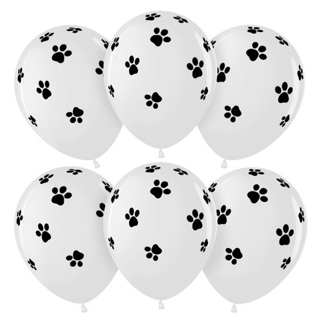 Воздушные шары с рисунком "Лапки щенка", белые
