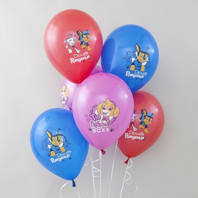 Воздушные шары Щенячий патруль, с Днем рождения, ассорти