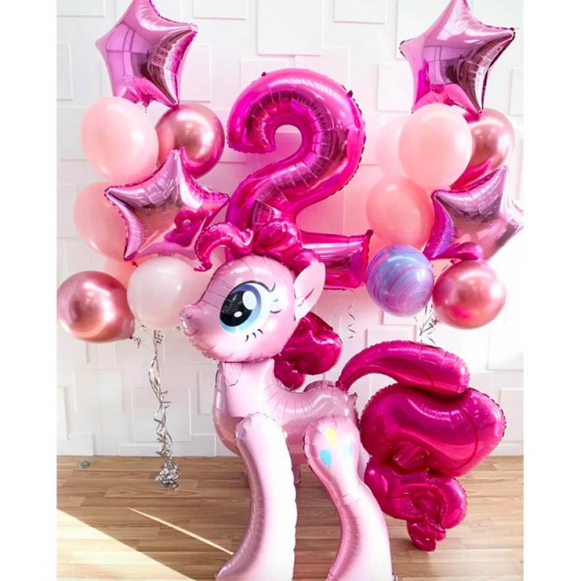 Оформление шарами на день рождения девочки розового цвета "Литл пони"