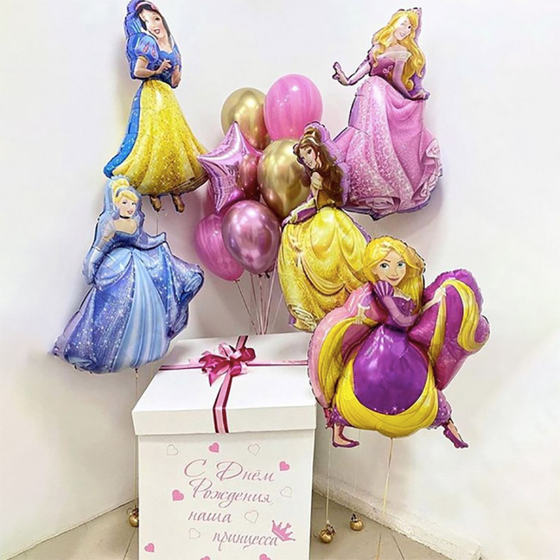 Гелиевые шары на день рождения ребенка с принцессами