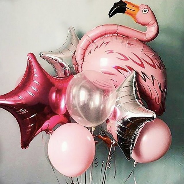 Комплект шаров на день рождения девушки "Фламинго" - 37-0012