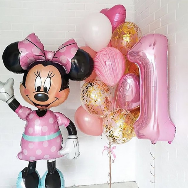 Комплект шаров на день рождения для девочки с Минни Маус