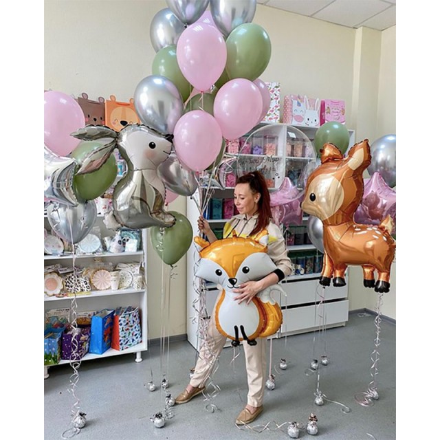 Набор шаров на день рождения девочке "Лесные друзья"