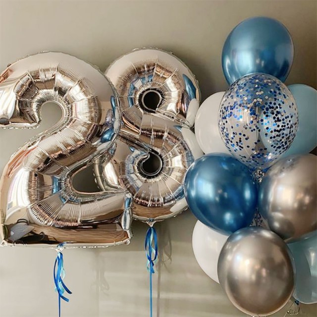 Композиция шаров мужу на день рождения "28 лет"