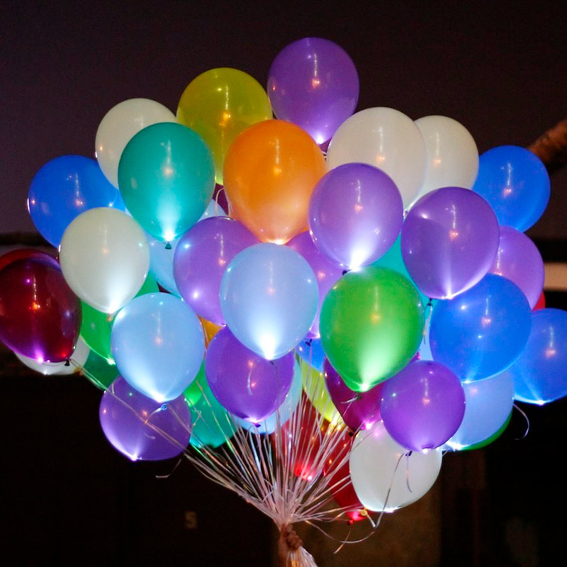 Светящиеся воздушные шары с гелием разноцветные