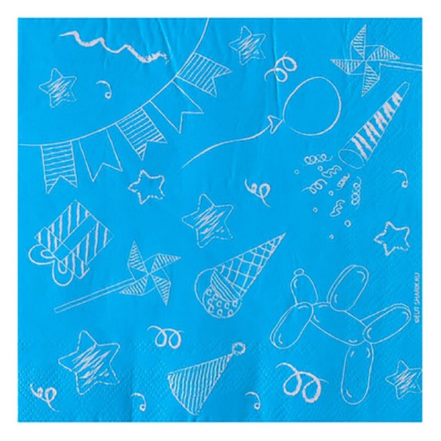 Праздничные салфетки голубого цвета "Неоновая вечеринка" 12 шт 33 см - 1502-5000