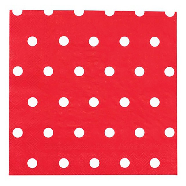 Праздничные салфетки красного цвета в горох 12 шт 33 см - 1502-3934