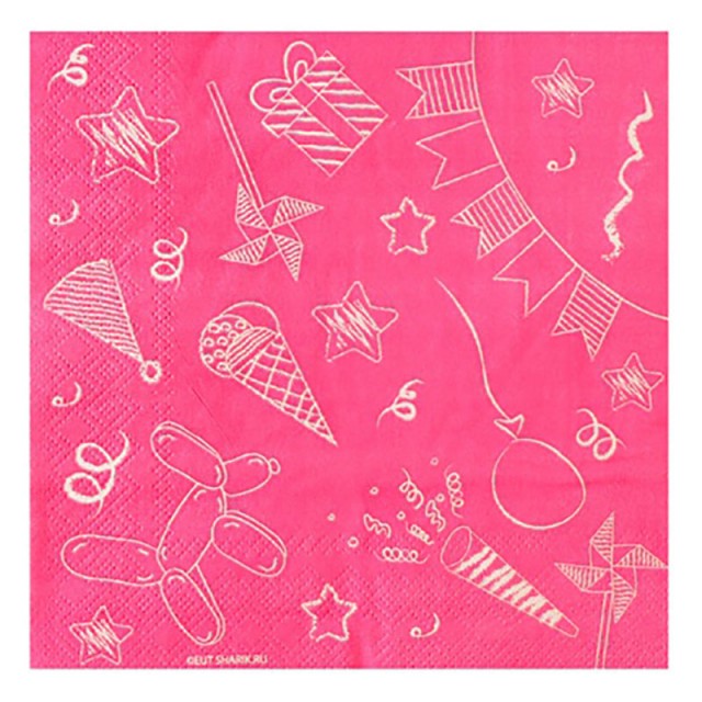 Праздничные салфетки розового цвета "Неоновая вечеринка" 12 шт 33 см - 1502-4999