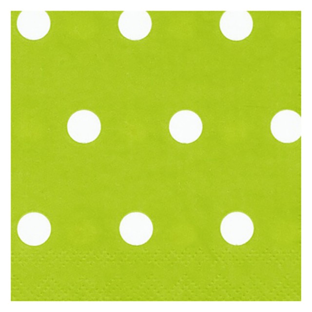 Праздничные салфетки светло-зеленого цвета в горох 12 шт 33 см - 1502-3935 