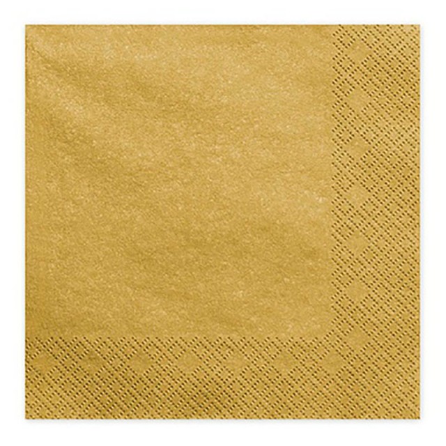 Праздничные салфетки золотого цвета 20 шт 33 см - 1502-5109 