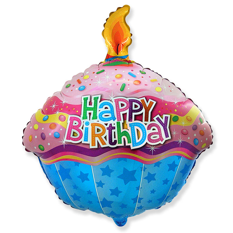 Фольгированный шар в форме кекса со свечкой размером 58 см - 901736