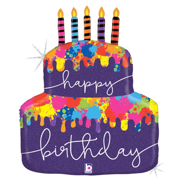 Фольгированный шар в форме торта со свечками на день рождения размером 76 см