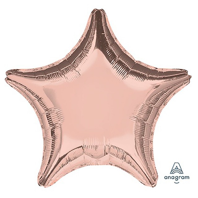 Фольгированный шарик звезда цвета розовое золото 45 см