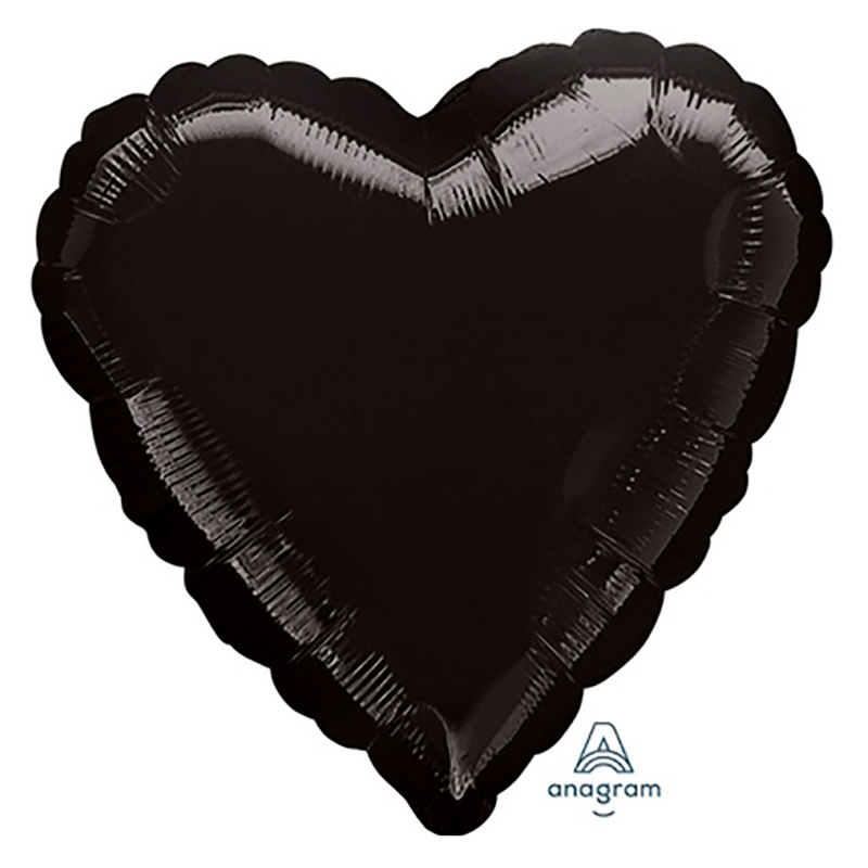 Фольгированные шарики сердечки черного цвета