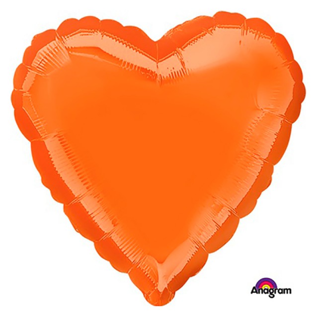 Фольгированный шар сердце оранжевого цвета