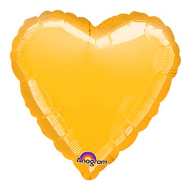 Фольгированный шар сердце золотого цвета