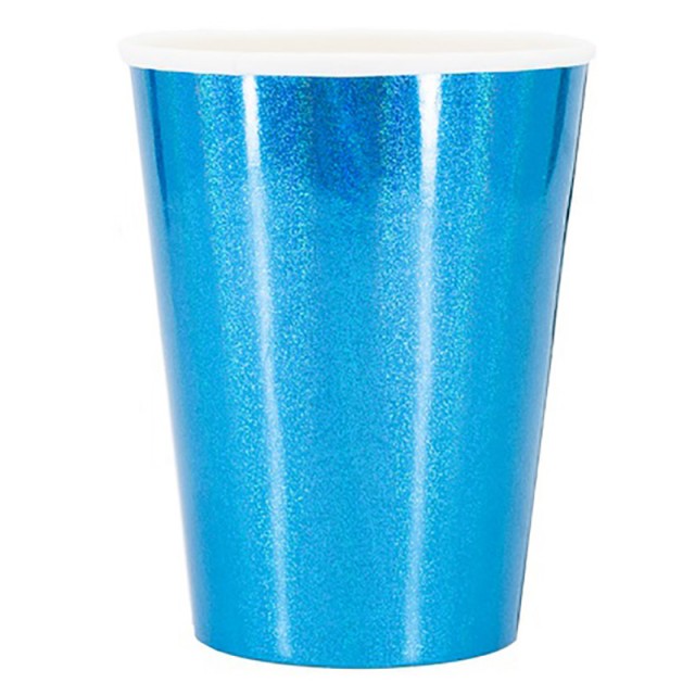 Бумажные ламинированные стаканы голубого цвета 6 шт 250 мл
