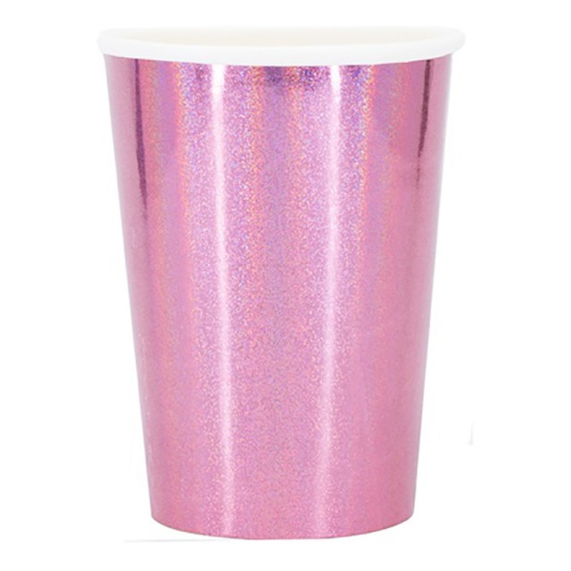 Бумажные ламинированные стаканы розового цвета 6 шт 250 мл -  1502-4084