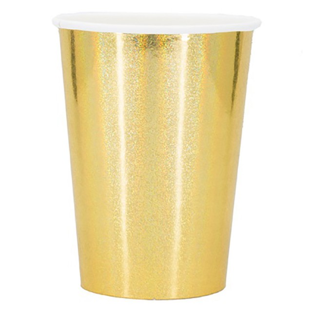 Бумажные ламинированные стаканы золотого цвета 6 шт 250 мл - 1502-4083