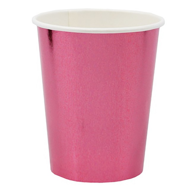 Стаканы для праздника фольгированные розового цвета 6 шт 250 мл - 1502-4857