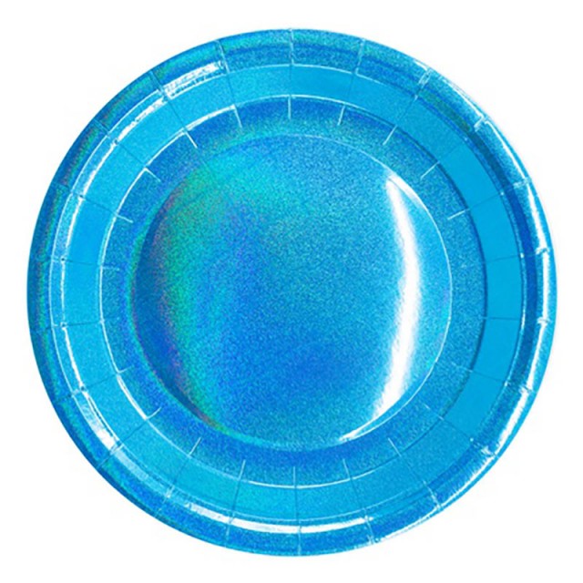 Бумажные ламинированные тарелки голубого цвета 6 шт 23 см - 1502-4079