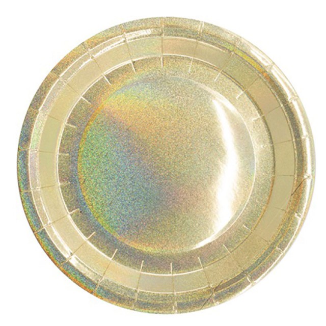 Бумажные ламинированные тарелки золотого цвета 6 шт 23 см - 1502-4077