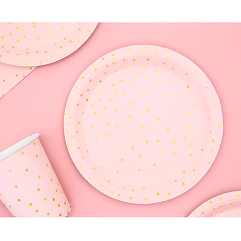 Детские бумажные тарелки розовые 1