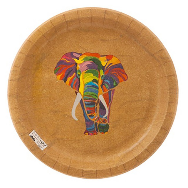 Бумажные праздничные тарелки ЭКО "Радужный слон" 8 шт 23 см