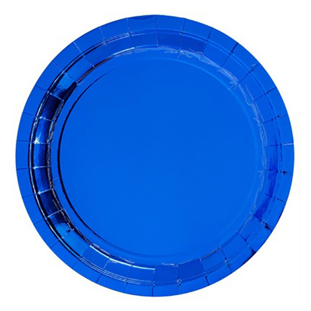 Праздничные тарелки фольгированные синего цвета 6 шт 23 см