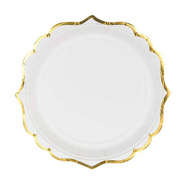 Бумажные тарелки белого цвета "Ажурные" 6 шт 18 см - 1502-4019