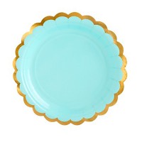 Бумажные тарелки мятного цвета "Ажурные" 6 шт 18 см