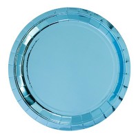 Праздничные тарелки фольгированные голубого цвета 6 шт 23 см