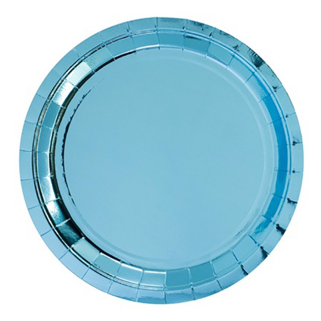 Праздничные тарелки фольгированные голубого цвета 6 шт 23 см - 1502-4881