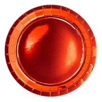 Праздничные тарелки фольгированные красного цвета 6 шт 23 см