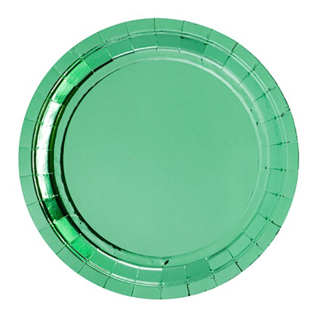 Праздничные тарелки фольгированные мятного цвета 6 шт 23 см - 1502-4869