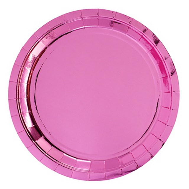 Праздничные тарелки фольгированные розового цвета 6 шт 23 см - 1502-4856