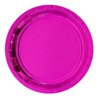 Праздничные тарелки фольгированные ярко-розового цвета 6 шт 23 см