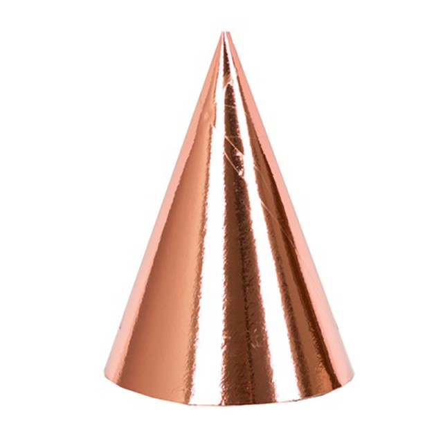 Праздничные фольгированные колпачки для головы цвета розовое золото 6 шт - 1501-4759 